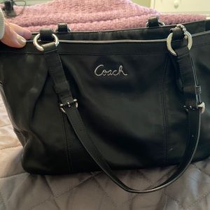 Black Leather Coach Tote Bag - gently used